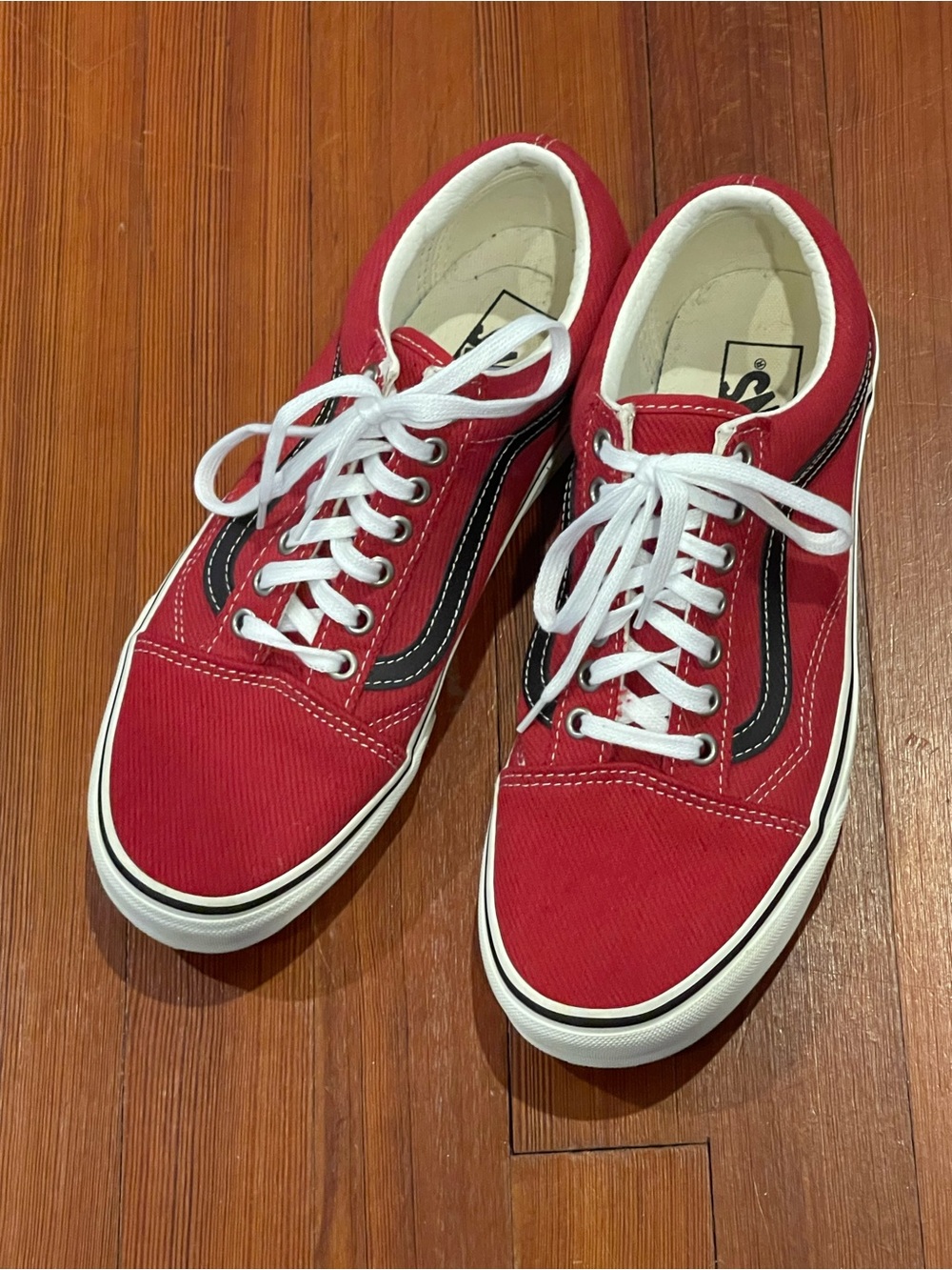 Vans Red and Black Low-Top Skate Sneakers
